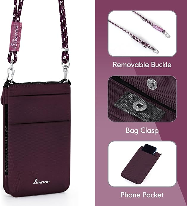 SIMTOP Small Crossbody Bag Cell Phone Purse for Women Lightweight RFID Anti-Theft Water-Resistant Adjustable Strap Phone/Keys