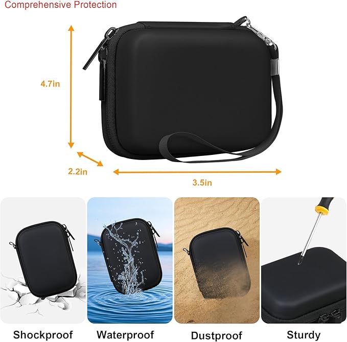Elonbo Camera Carrying Case for KODAK PIXPRO FZ55 / FZ53 / FZ45 / FZ43 16MP Digital Camera, Vlogging Camera Storage Holder Travel Bag, Mesh Bag Fits Batteries, Cable, Memory Card, Black