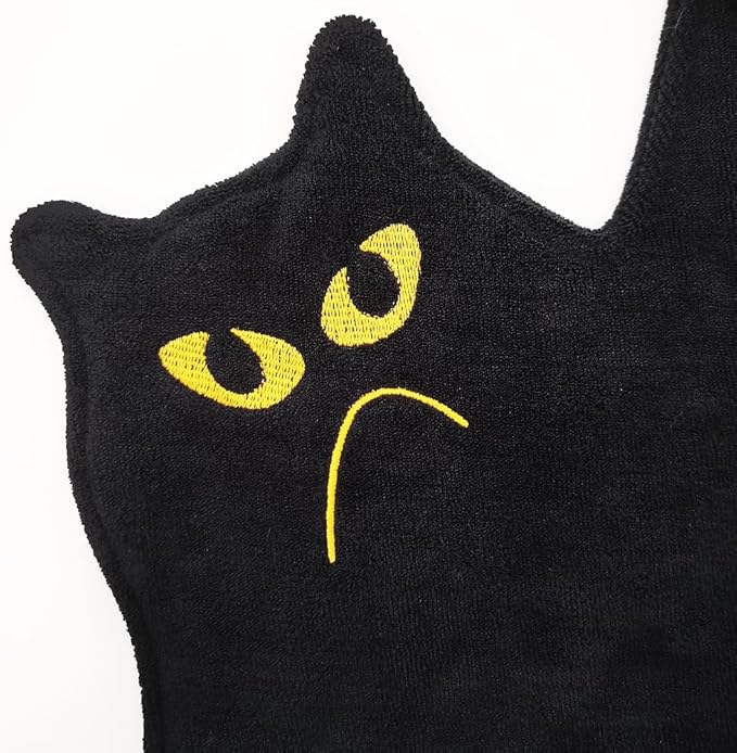 Cute Hand Towels - Funny Super Absorbent Dish Towels, Decorative Cat Shaped Towels for Bathroom, Kitchen, Living Room, Party - Black Cotton