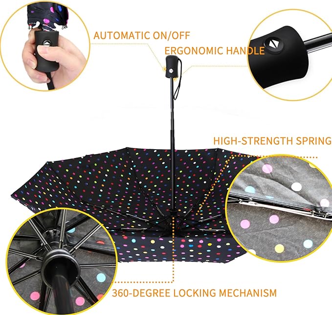 MRTLLOA 42/49 Inch Compact Travel Essentials Umbrella for Rain, Lightweight, Portable, Automatic, Strong, Waterproof Folding Umbrellas for Women, Men and Teenagers