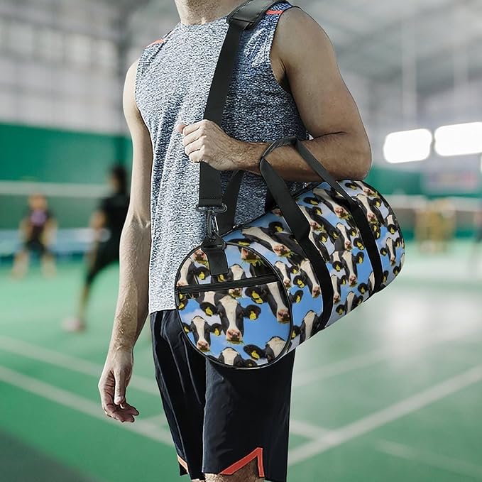 Gym Sports Travel Workout Bag Cow Cattle Dance Gymnastics Bag Lightweight Carry On Bags Foldable Overnight Bags