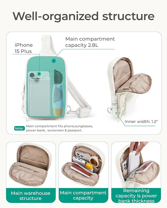 BAGSMART Crossbody Sling Bags for Women, Small Crossbody Purse Fanny Packs with Adjustable Strap, Sling Backpck for travel