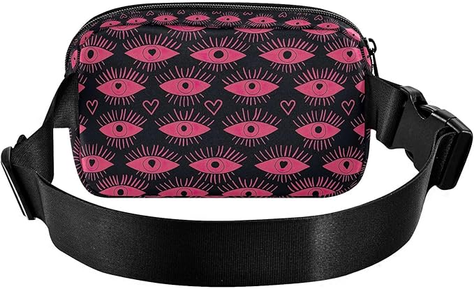 Evil Eyes Pink Fanny Pack for Women Men Water Resistant Fashion Waist Packs with Adjustable Strap Belt Bag for Travel Workout Jogging Hiking 21220451
