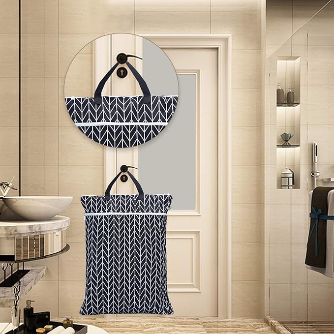 Teamoy Travel Hanging Wet Dry Bag Organizer (24.7 x 18 inches) with Two Compartments for Cloth Diaper, Laundry, Swimsuits and More, Easy to Hang Everywhere(L, Black Arrow)
