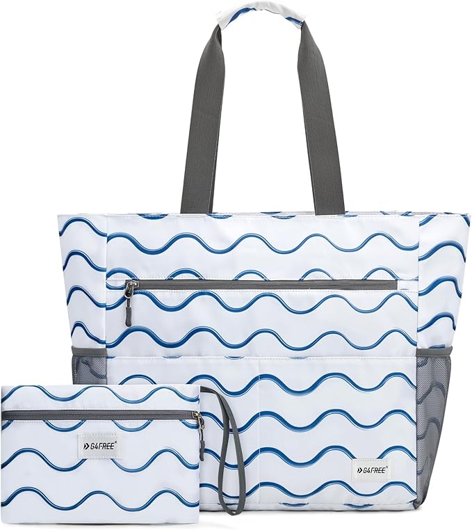 G4Free Beach Bag, Waterproof Sandproof Beach Tote Bag, Large Capacity Foldable for Women