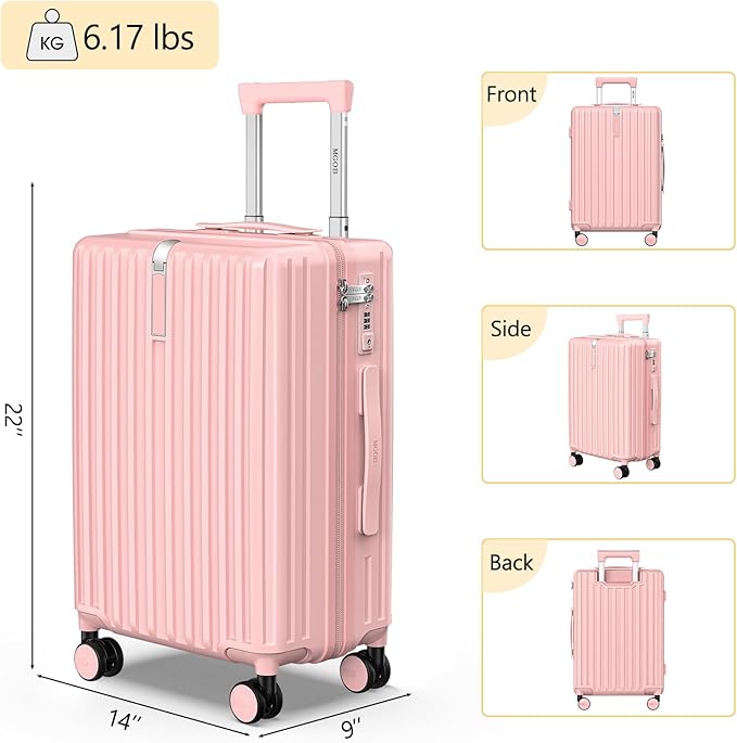 28 Inch Large Checked Luggage, Hardside Checked Suitcase with 360° Spinner Wheels, Lightweight PC Hard Shell Carry Luggage, TSA Approved Lock, 28" Expandable Large Suitcase for Women Travel