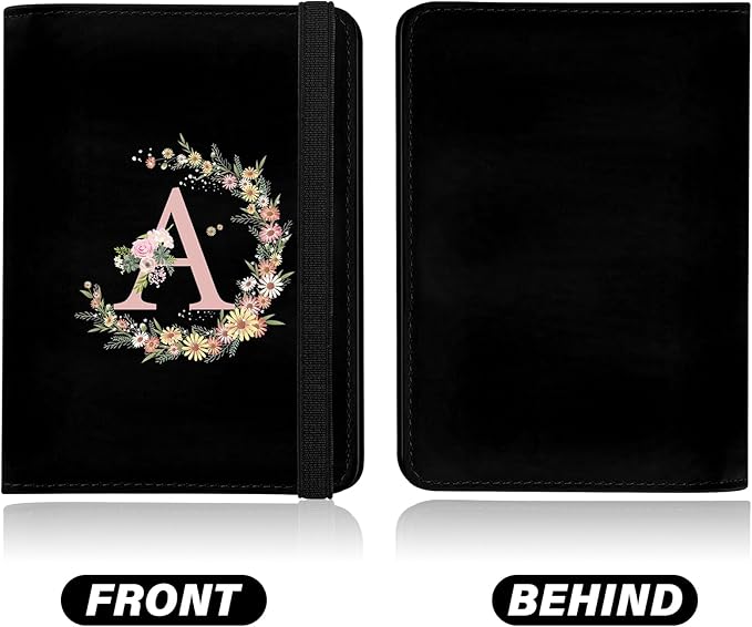 Cute Passport Holder and Holder Combo Passport Cover with RFID Blocking Women Men Compatible Wallet Credit Card Protector（Initial Monogram-A）