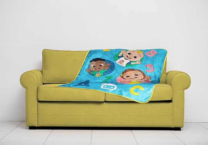 Sunny Side Up CoComelon Plush Travel Throw Blanket - Measures 40 x 50 Inches - Super Soft & Cozy Travel Accessories
