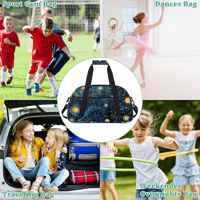 Starlit Sky Gym Travel Duffle Bag for Women & Men with Front Zipper Pocket for Sports, Overnight, Weekender, Carry On,Workout & Dance Bag,Art Star,18.9 * 8.7 * 10.6 in
