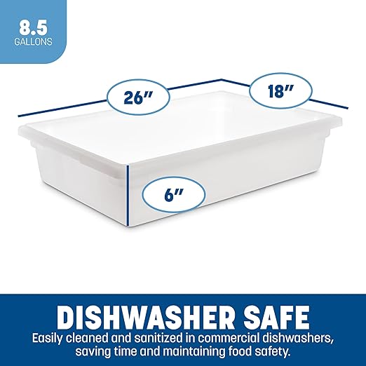 Carlisle FoodService Products Storplus Food Storage Container with Stackable Design for Catering, Buffets, Restaurants, Polyethylene (Pe), 8.5 Gallon, White