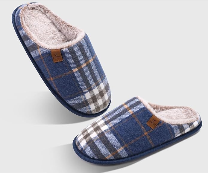 COFACE Mens Cozy Memory Foam Scuff Slippers Casual Slip On Warm House Shoes Indoor/Outdoor Sandal Slippers With Arch Support Rubber Sole Size 7-15