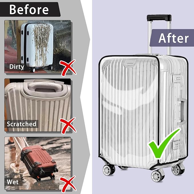 Yotako Clear PVC Suitcase Cover Protectors 30 Inch Luggage Cover Protectors for Wheeled Suitcase 30''