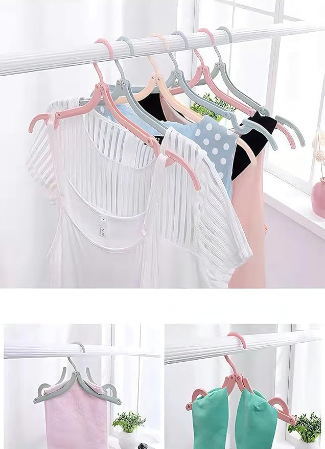 2pcs Portable Colored Folding Clothes Hangers, Portable Folding Travel Hangers, Clothes Drying Rack for Travel and Home Blue