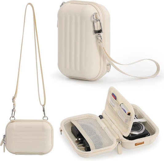 Cwatcun Carrying & Protective Case for Digital Camera with 2 Carrying Ways, Hardshell Lightweight Small Camera Sling Case Compatible with KODAK PIXPRO/Canon PowerShot/Sony DSCW800 DSCW830