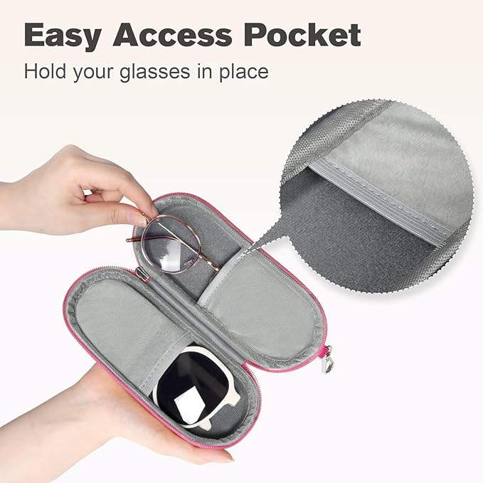 Double Eyeglasses Case, Dual Glasses Sunglasses Organizer with Zipper Closure, Eyewear Storage Box for Men Women Travel