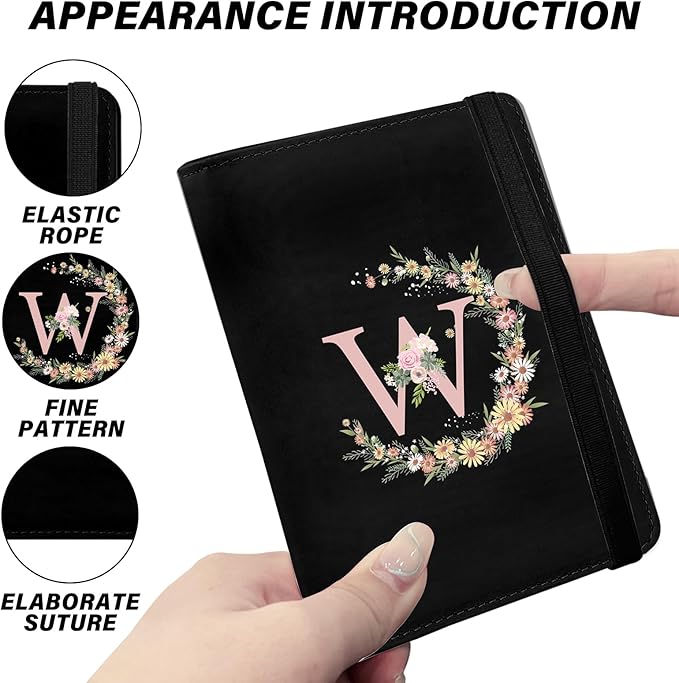 Cute Passport Holder and Holder Combo Passport Cover with RFID Blocking Women Men Compatible Wallet Credit Card Protector (Black-W)