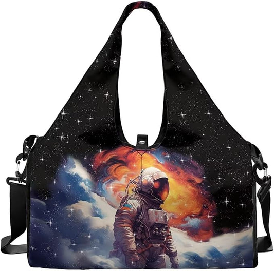 Duffle Backpack with Pockets, Double Zipper, Mens Gym Bag with Shoe Compartment, Overnight Bag with Yoga Mat Holder Gift for Birthday