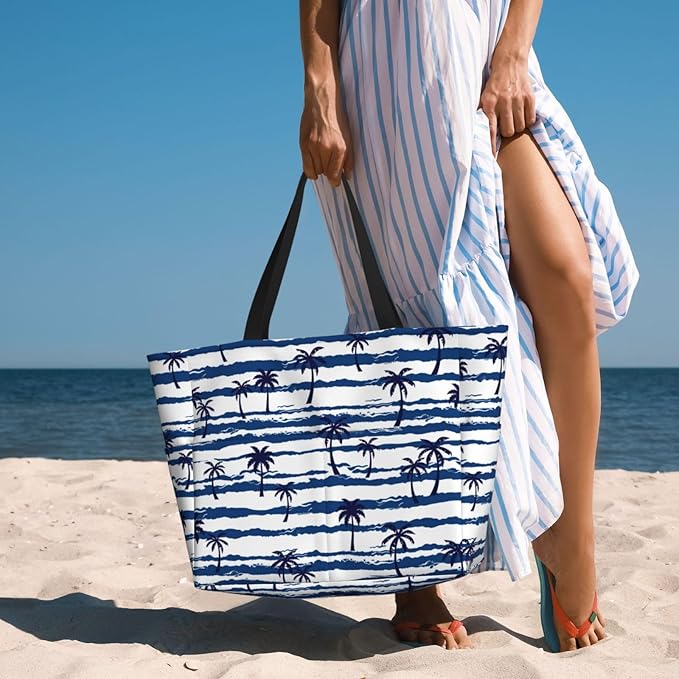 Large Beach Bag for Women Waterproof Foldable Travel Shoulder Tote Bag with Pocket for Weekender Pool Vacation