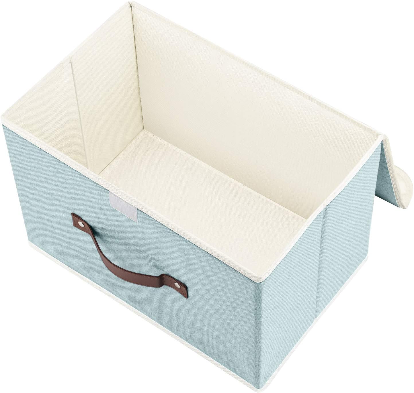 TYEERS Foldable Storage Boxes with Lids 5 Pack Fabric Storage Bins with Lids, Closet Organizers for Clothes Storage, Room Organization, Office Storage, Toys - Aqua Spring
