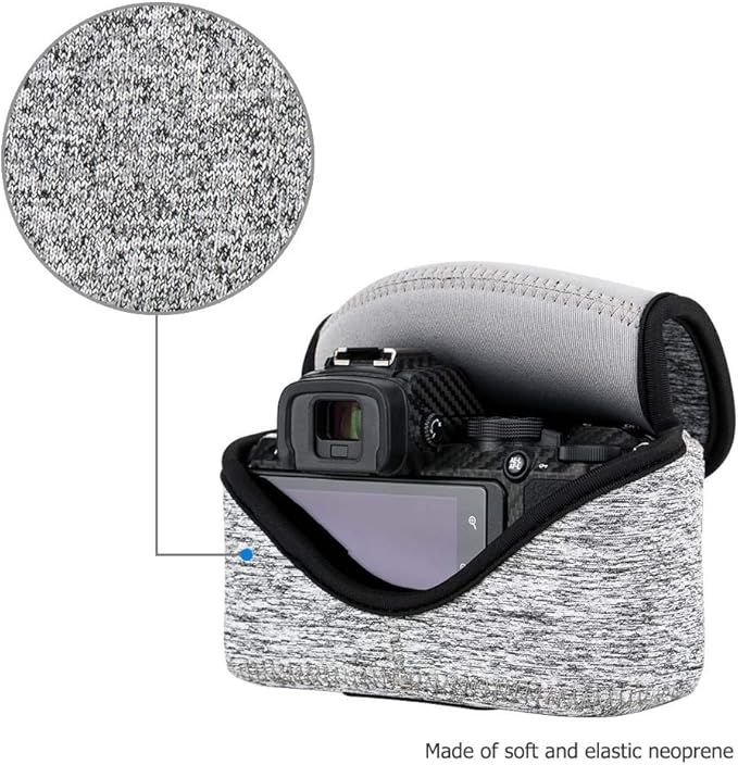 KIWIFOTOS Neoprene DSLR Camera Sleeve Compatible with Sony ZV-E10 II Nikon Z50 Z fc Fuji X-S10 X-T50 Canon EOS R50 Travel Camera Case Pouch
