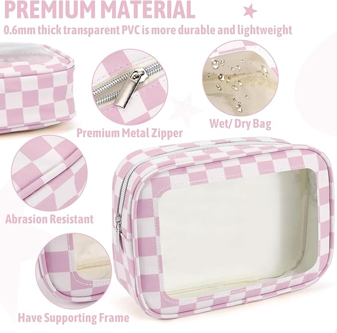 5PCS Diaper Bag Organizer Pouch Set,TSA Approved Toiletry Bag, Waterproof TPU Makeup Bag Set, Travel Organizer Bags for Women and Kids