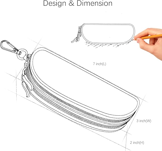 Double Eyeglasses Case Soft Portable Zipper Sunglasses Pouch with Keychain Clip for Men Women