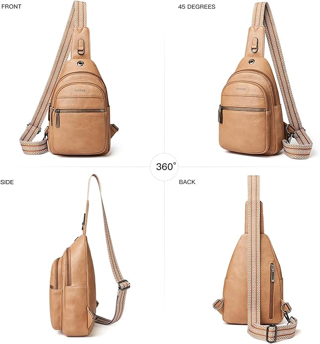 Sling Bag For Women Faux Leather Small Casual Daypack Backpack Fanny Pack Crossbody Chest Bags Purse