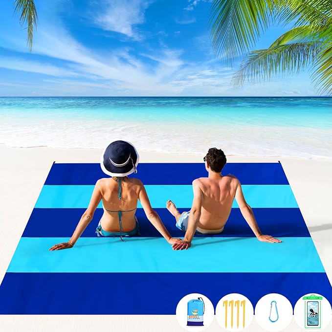 BYDOLL Beach Blanket 78''X81'' Waterproof Sandproof Suits1-4 Adults Oversized Lightweight Large Blanket Picnic Mat for Beach Sand Free Travel Camping Hiking Picnic