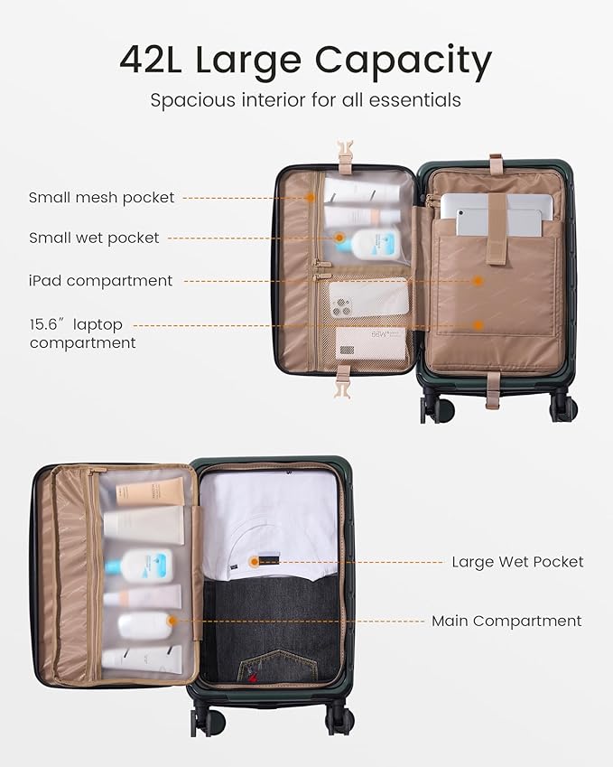 LOVEVOOK Carry On Luggage 22x14x9 Airline Approved with Spinner Wheels, 20 Inch Small Carry On Suitcase with TSA Lock, Expandable Hard Shell Suitcases for Men Women