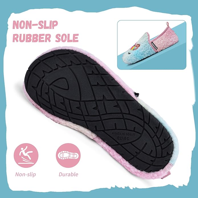 WateLves Kids Toddler Slippers Girls Boys Slip on House Shoes Lightweight Anti Slip Sock Slippers Winter Indoor Outdoor Walking Shoes