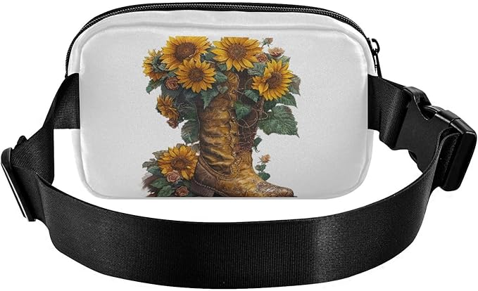 Sunflower in The Cowboy Boot Fanny Pack for Women Men Water Resistant Fashion Waist Packs with Adjustable Strap Belt Bag for Travel Workout Jogging Hiking 21218935