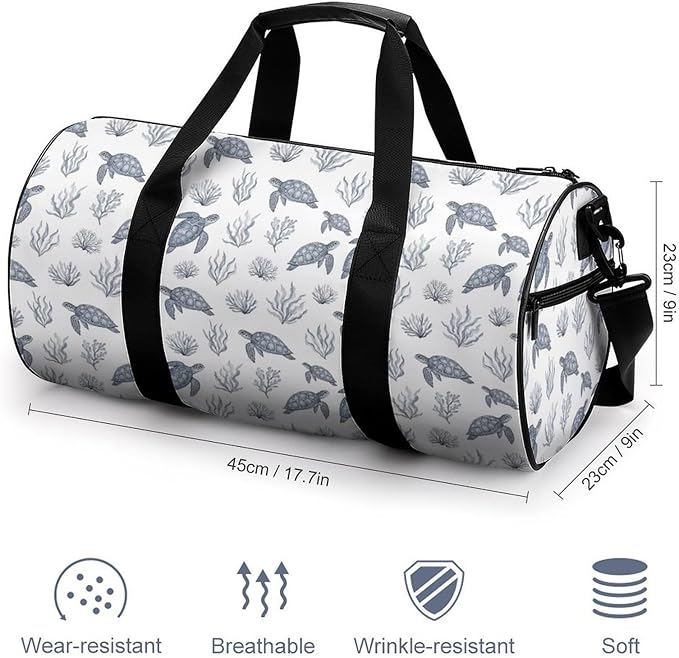 Workout Lightweight Duffel Bags Sea Turtle Durable Travel Gym Sports Bag Carry On Weekender Overnight Bag