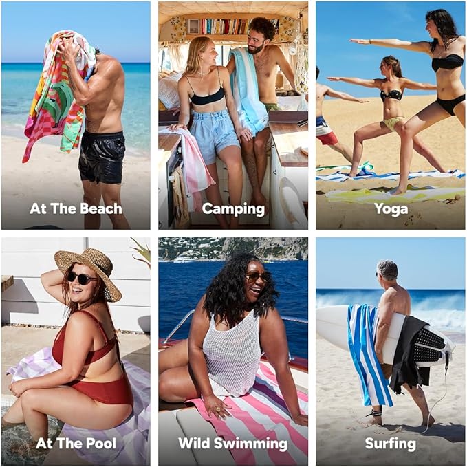 Dock & Bay Beach Towel - Quick Dry, Sand Free - Compact, Lightweight - 100% Recycled - Includes Bag - Banana Karma - Extra Large (200x90cm, 78x35)