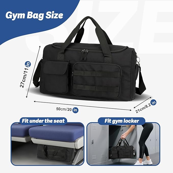 Gym Bags for Women & Men - Lightweight Travel Duffle Bag with Shoes Compartment & Wet Pocket, Durable Carry-on Weekend Bag, Medium
