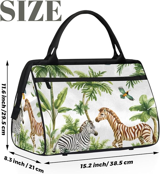 Wild Animals Zebra Overnight Weekender Bag for Women Men Travel Duffel Bags Waterproof Luggage Carry on Sports Yoga Gym Bag