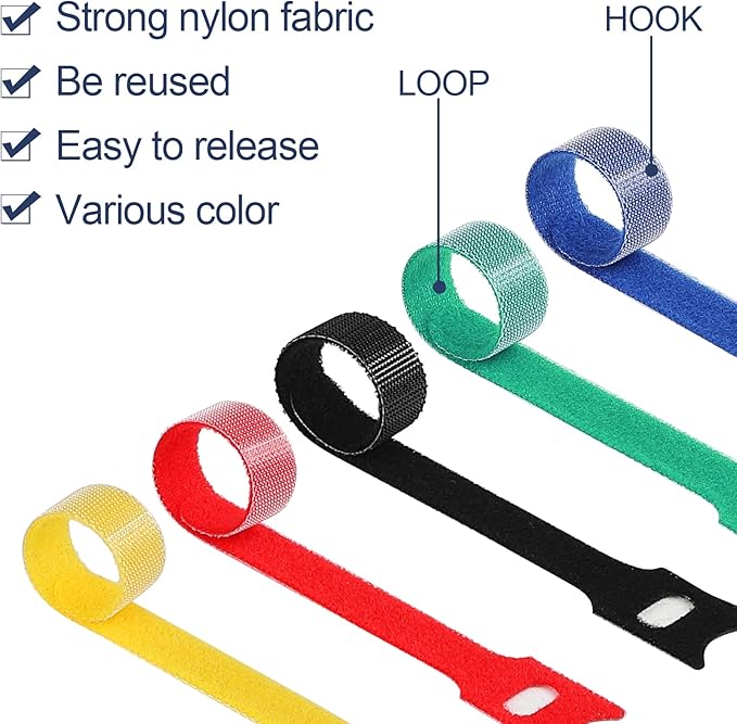 120PCS 6 Inch Cable Ties Reusable Multi-Purpose Wire Ties Cord Organizer Adjustable Cable Management 5 Colors (Pack of 2)