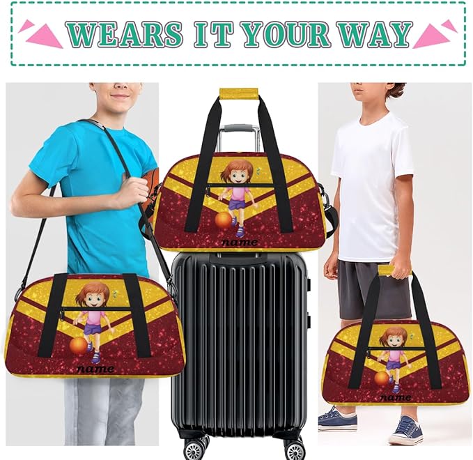 Custom Name Gym Travel Duffle Bag with Front Zipper Pocket Personalizedfor Sports Bag for Overnight, Weekender, Carry On,Workout & Dance, 18.9 * 8.7 * 10.6 in，Soccer Boy