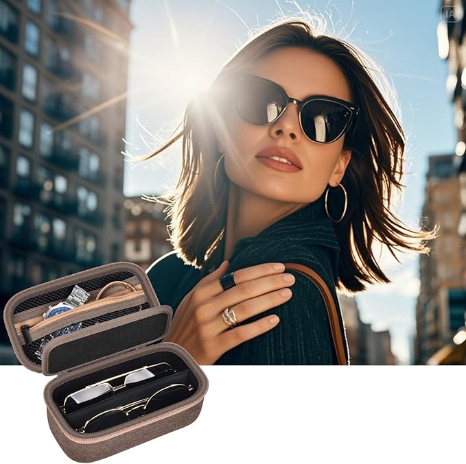 Travel Sunglass Organizer Case for Quay Polarized Sunglasses Men Women, Trendy Glasses Storage Box (Bag Only)