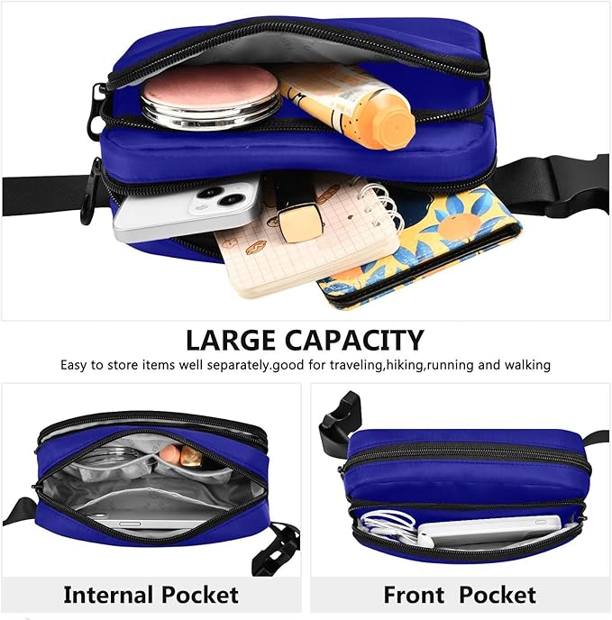 Fanny Pack for Women Men Water Resistant Fashion Waist Packs with Adjustable Strap Belt Bag for Travel Workout Jogging Hiking Dark Blue