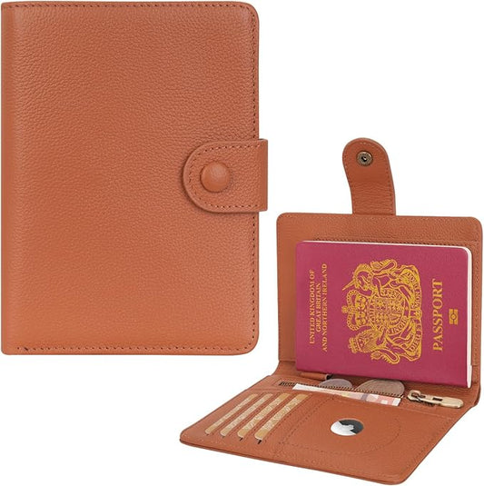 WASON Leather Passport Cover Wallet - Travel Passport Holder with RFID, Card Slots, Cash Pocket, Coin Purse, Tracker Slot, Boarding Pass and Ticket Organizer for Men and Women (Brown)