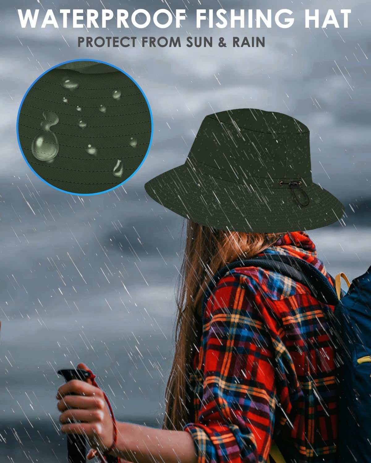 BROTOU Foldable Bucket Hats for Women/Men, UPF 50+ Wide Brim Sun Hat, Waterproof Fishing Cap with UV Protection