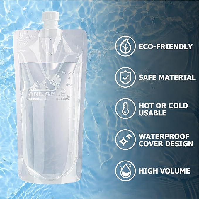 1L Collapsible Water Bottle, 3-Pack Ultralight - 32oz Large Capacity with Measurement Scale, BPA-Free, Ideal for Hiking and Travel, Durable and Leak-Proof Design for Easy Hydration Anywhere