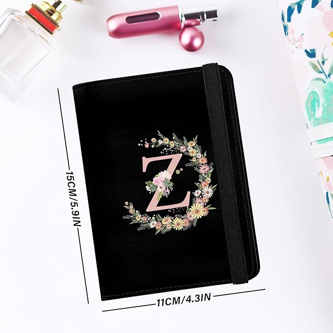 Cute Passport Holder and Holder Combo Passport Cover with RFID Blocking Women Men Compatible Wallet Credit Card Protector (Initial Monogram-Z)