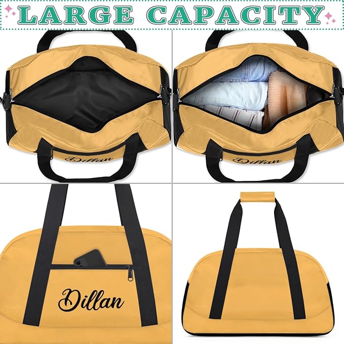 Custom Name Gym Duffel for Kids,Personalized Sports Bag Lightweight Gym Bags for Boys & Girls,Fitness Travel Weekender for Travel, Workout Peach