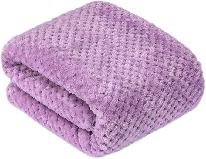 Fuzzy Sherpa Reversible Blanket for Baby, Soft Warm Cozy Coral Fleece Toddler, Infant or Newborn Reversible Blanket for Crib, Stroller, Travel, 40”×60”, Lavender