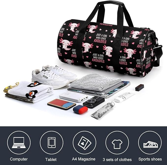 Weekender Carry on Beach Yoga Overnight Luggage Bag Just A Girl Who Loves Axolotls Gym Sports Duffle Bag Dance Gymnastics Bags