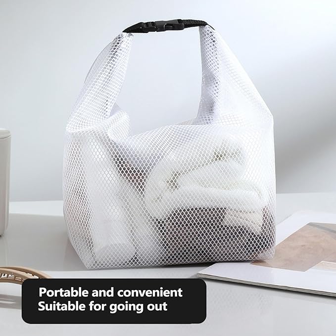 Cosmetic storage bag with dry and wet separation, wash bag, hand-held bag, portable storage bag, simple style,suitable for travel, fitness, swimming, outdoor rafting (White, 7.1in*6.3in*9.4in)