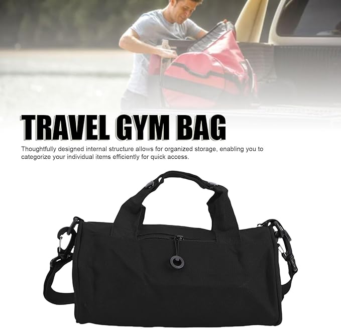 Greensen Compact Travel Bag, Oxford Fabric Gym Bag with Organized Storage, Lightweight and Versatile for Weekend Getaways and Daily Use (Black)