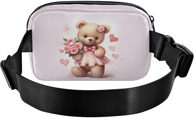 Valentines Teddy Bear Fanny Pack for Women Men Water Resistant Fashion Waist Packs with Adjustable Strap Belt Bag for Travel Workout Jogging Hiking 21217976