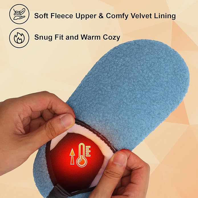 QFH Womens & Mens Cozy House Slippers - Portable Travel Shoes with Flexible Rubber Sole & Soft Velvet Lining